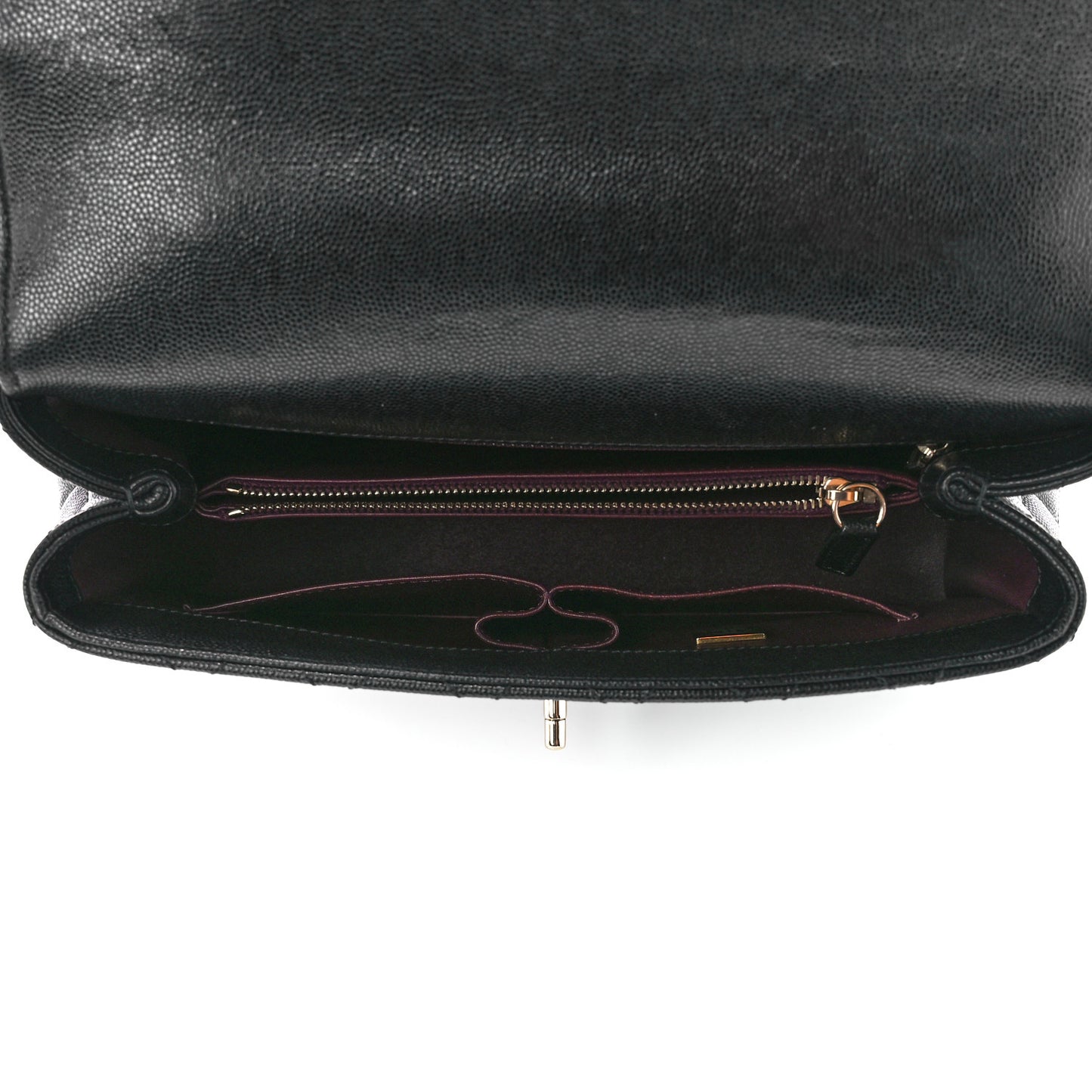 Caviar Lizard Embossed Quilted Small Coco Handle Flap Black