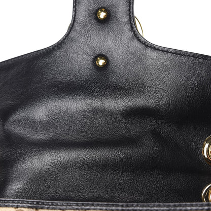 Gucci Monogram Matelasse Diagonal Small GG Marmont Shoulder Bag Beige Black 7 of 10