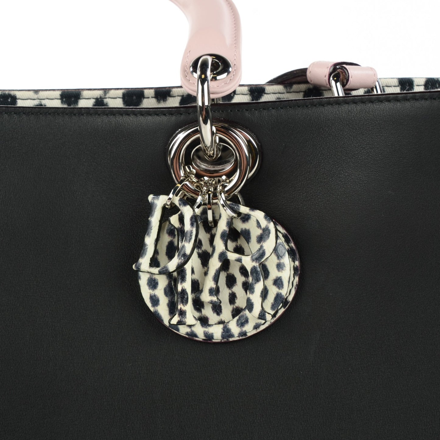 Calfskin Large Spotted Diorissimo Pink Black