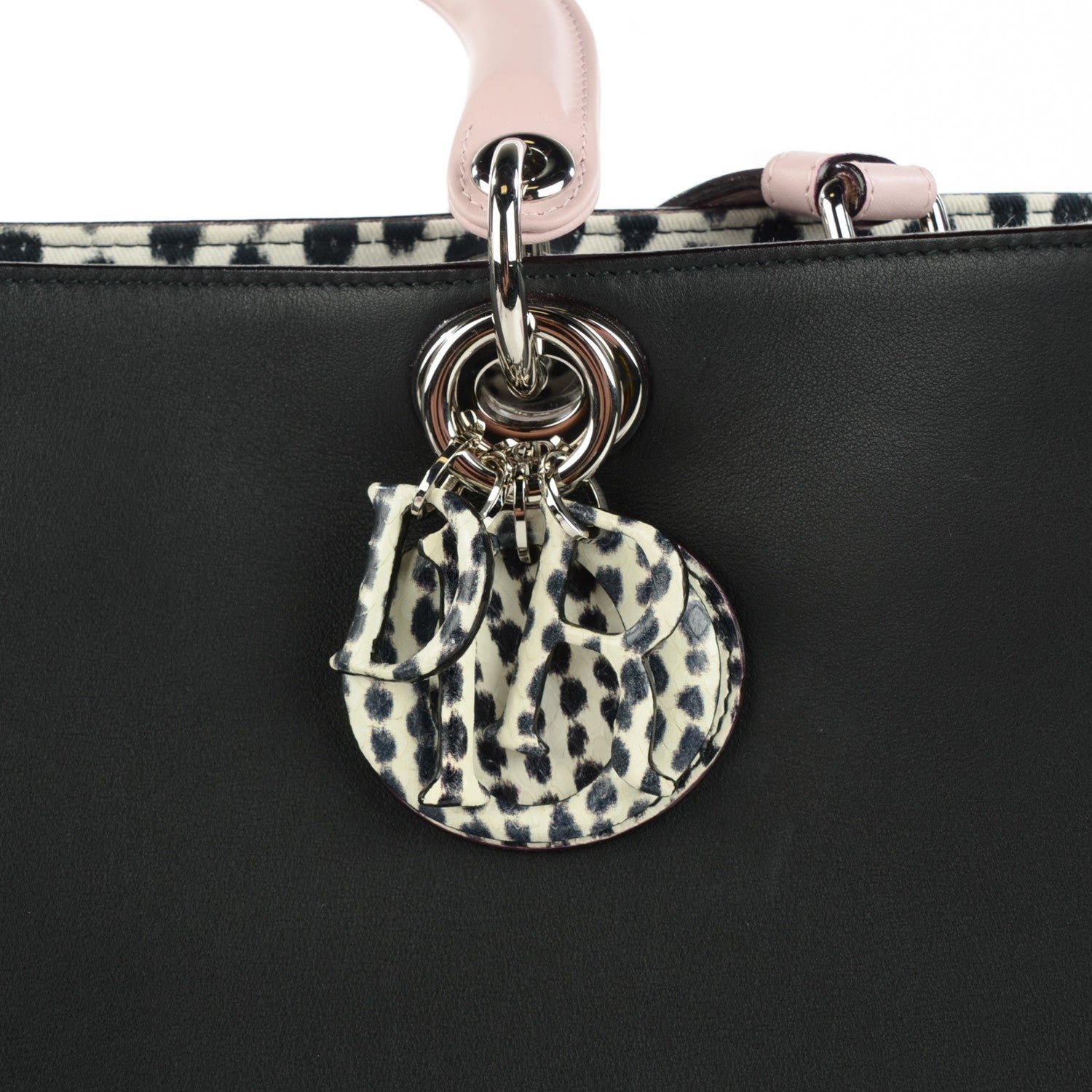 Christian Dior Calfskin Large Spotted Diorissimo Pink Black 10 of 11