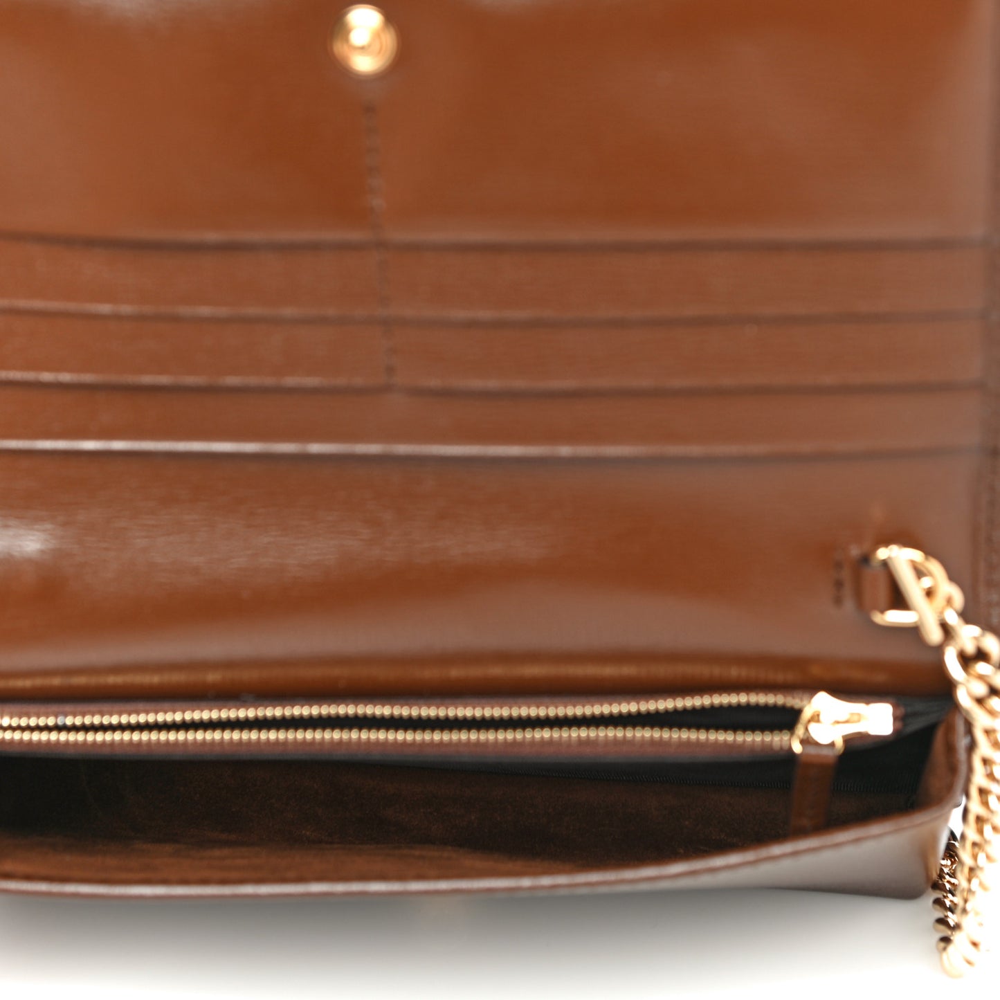 GG Supreme Monogram Azalea Calfskin Horsebit 1955 Wallet On Chain Beige Ebony Brown Sugar