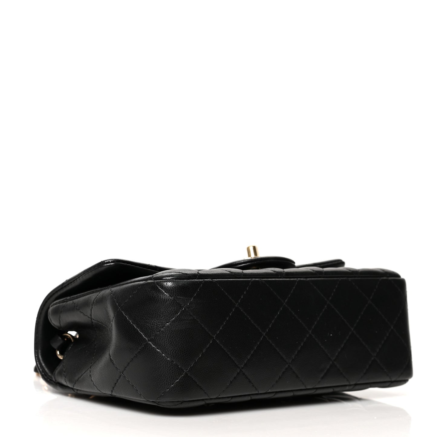 Lambskin Quilted Mini Rectangular Flap Black