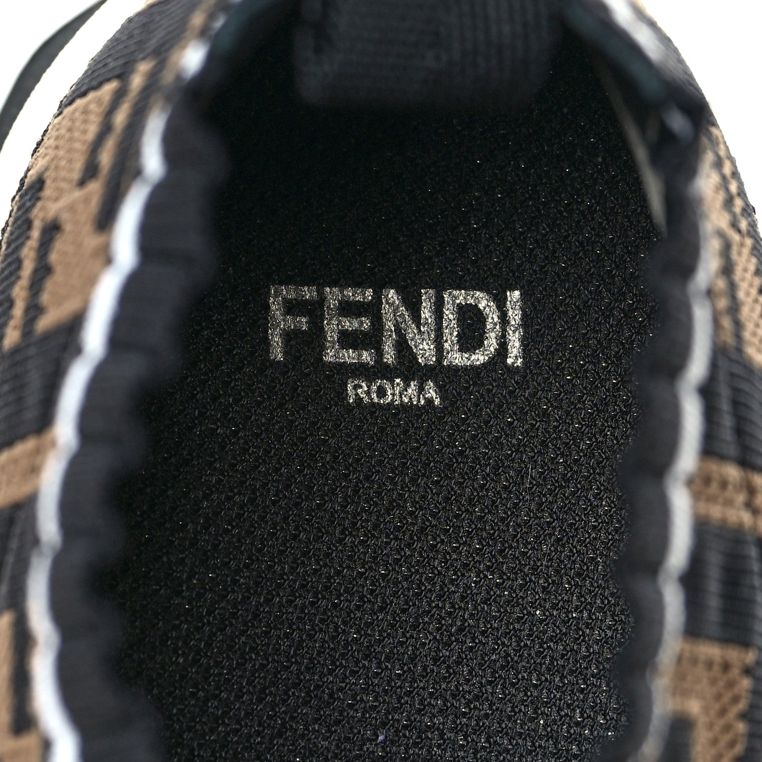 Fendi Stretch Yarn FF Stiff Band Rockoko Sneakers 35.5 Black White Tobacco 7 of 7