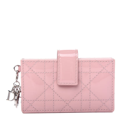 Christian Dior Patent Cannage Lady Dior 5-Gusset Card Holder Rose Clair 1 of 8
