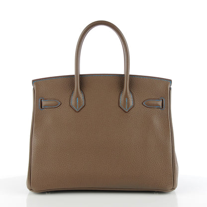 Hermes Taurillon Clemence Horseshoe Birkin 30 Etoupe Mykonos 8 of 21