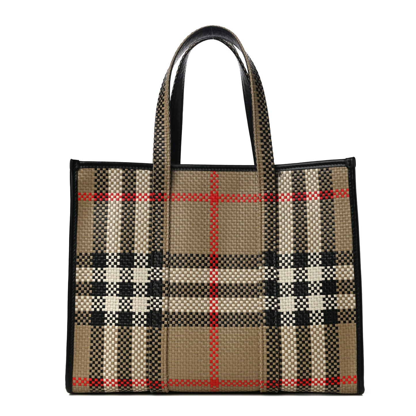 Calfskin Woven Vintage Check East West Book Tote