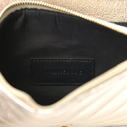 Saint Laurent Metallic Crackled Calfskin Matelasse Chevron Monogram Envelope Chain Wallet Gold 7 of 14