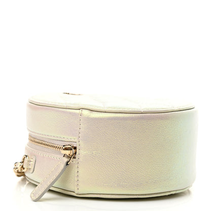 Chanel Iridescent Lambskin Quilted Round Clutch With Chain Ivory 4 of 10