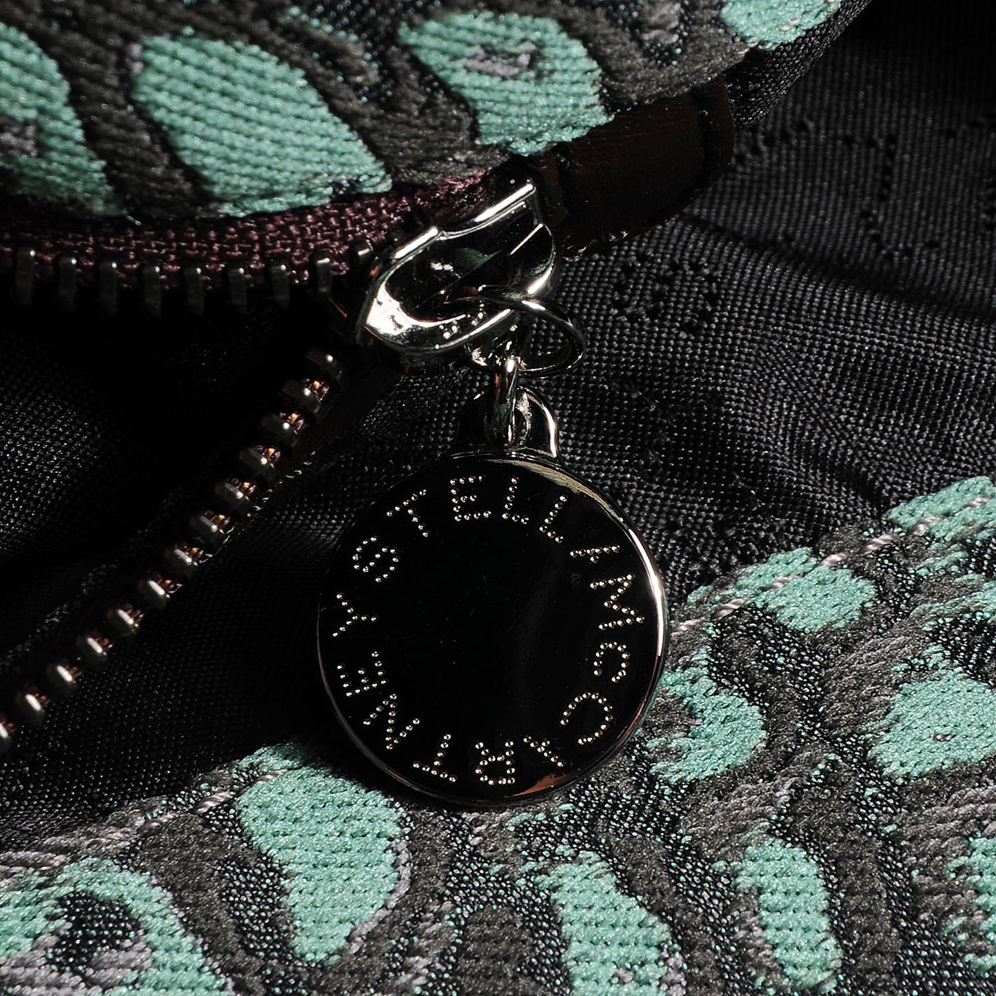 Jacquard Crocodile Print Small Falabella Teal