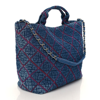 Chanel Denim Stitched Coco Beach Shopping Tote Blue 2 of 10