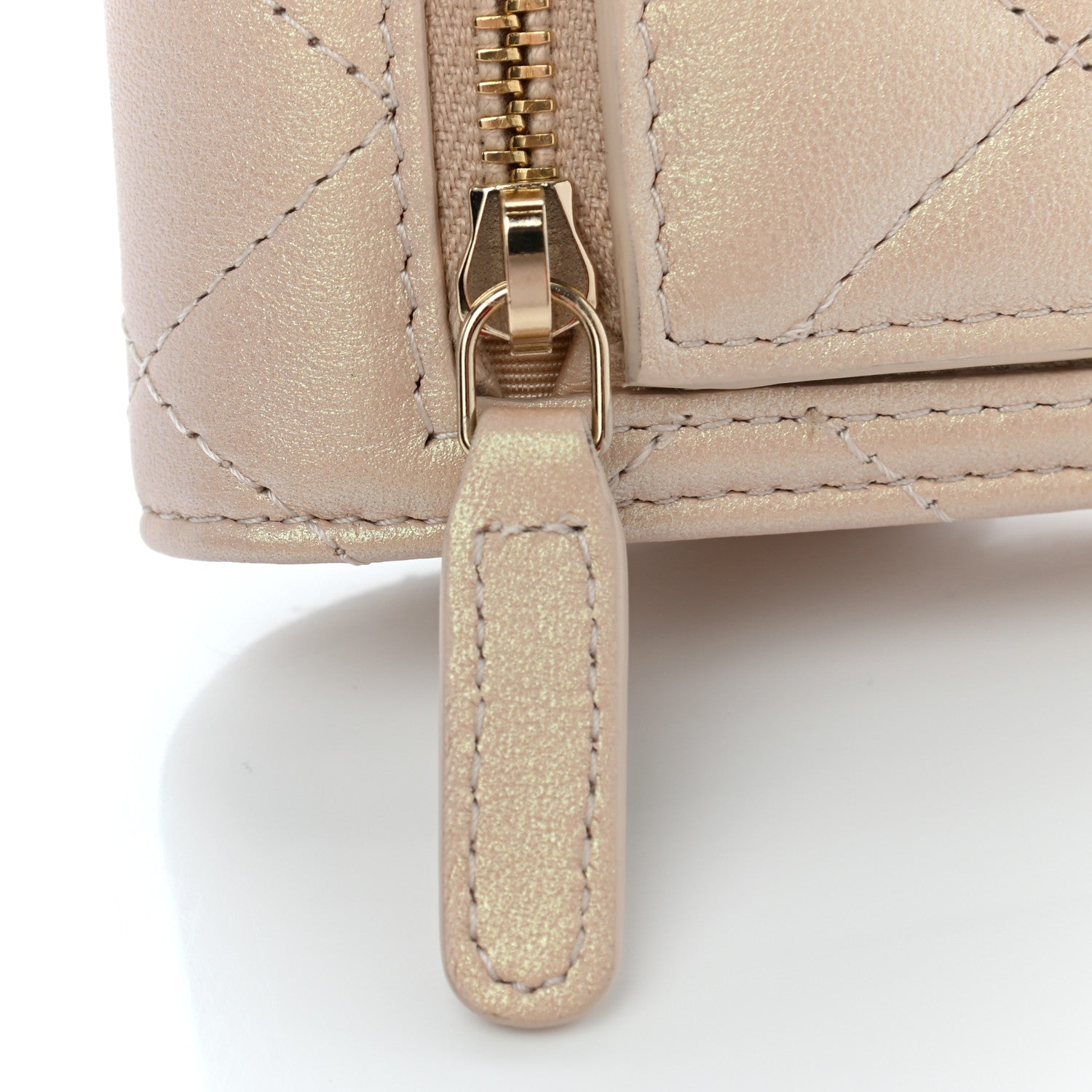 Chanel Iridescent Calfskin Quilted Compact Flap Wallet Beige 9 of 9