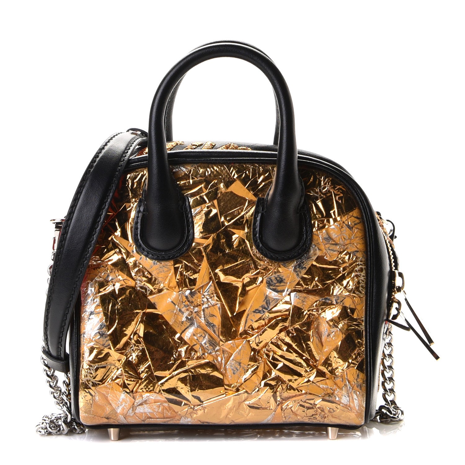 Christian Louboutin Calfskin Paris Nano Collage Marie Jane Pepite Tote Gold 1 of 8