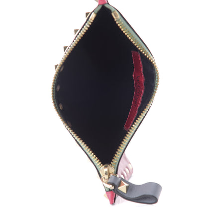 Valentino Garavani Vitello Italian Pop Small Rockstud Zip Pouch Deep Rose Scarlet 5 of 7