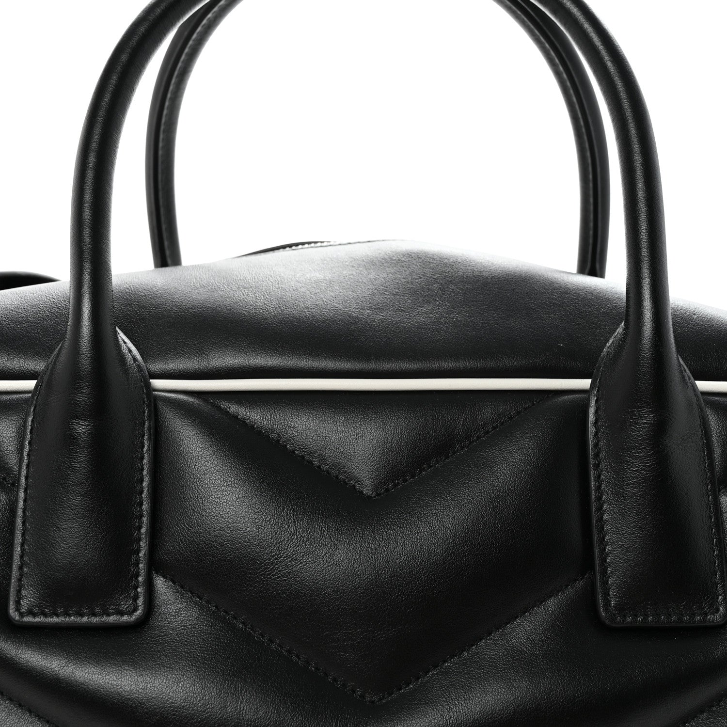 Saint Laurent Calfskin Medium Miles Logo Bowler Duffel Bag Black 7 of 9