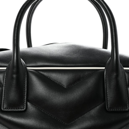 Saint Laurent Calfskin Medium Miles Logo Bowler Duffel Bag Black 7 of 9