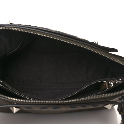 Fendi Vitello Dolce Bi-Color FF 1974 Embossed Medium By The Way Boston Bag Maya Black 5 of 9