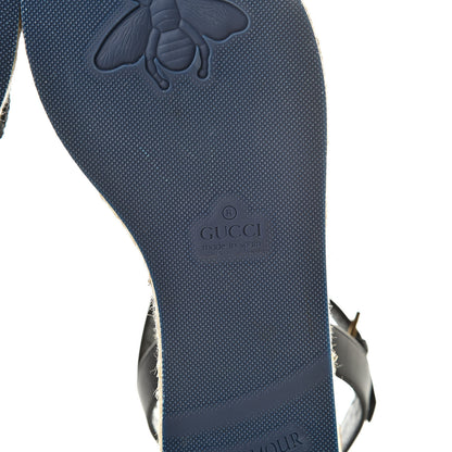Gucci Cotton Malaga Kid Crochet Pearly GG Lilibeth Espadrille Platform Sandals 38.5 Black 6 of 8