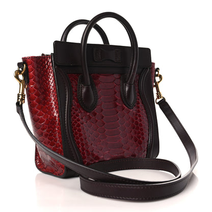 Celine Snakeskin Calfskin Nano Tri-Color Luggage Red 3 of 9