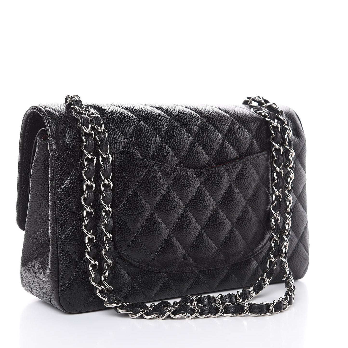 Caviar Quilted Medium Double Flap Black