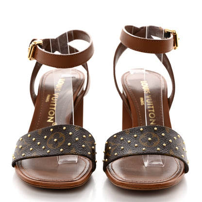 Louis Vuitton Calfskin Perforated Monogram Silhouette Sandals 36 Gold 2 of 9