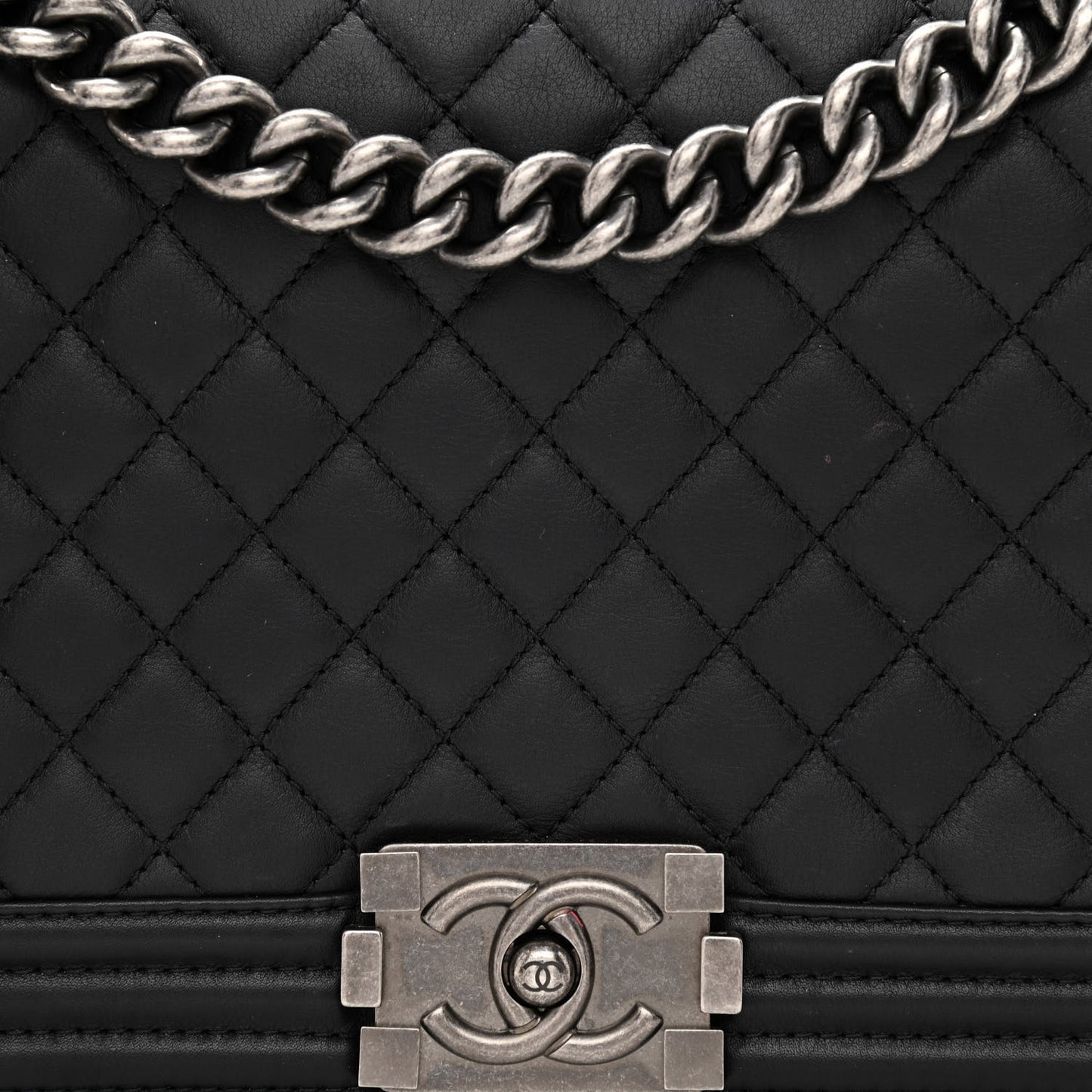 Calfskin Quilted New Medium Boy Flap Black