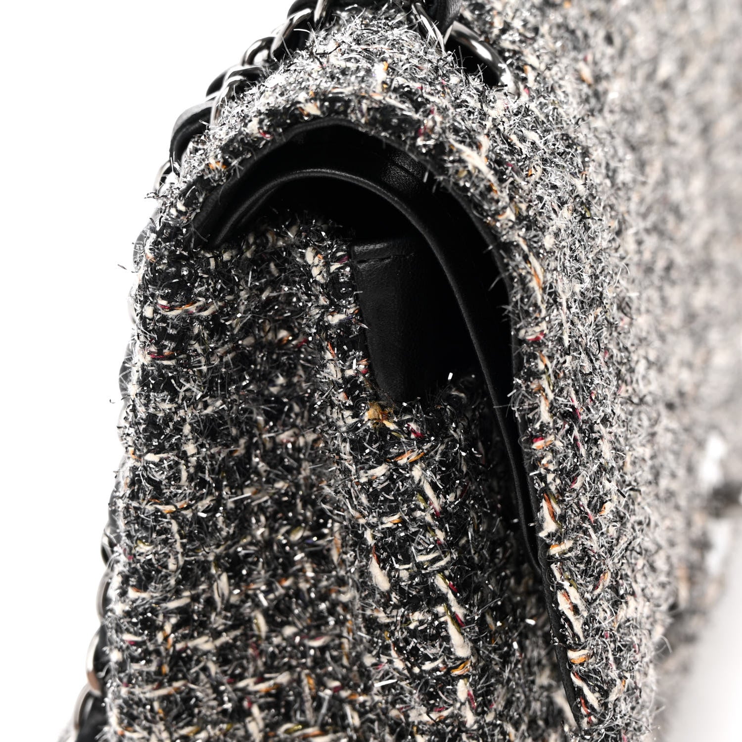 Chanel Metallic Tweed Medium Double Flap Black White 19 of 20