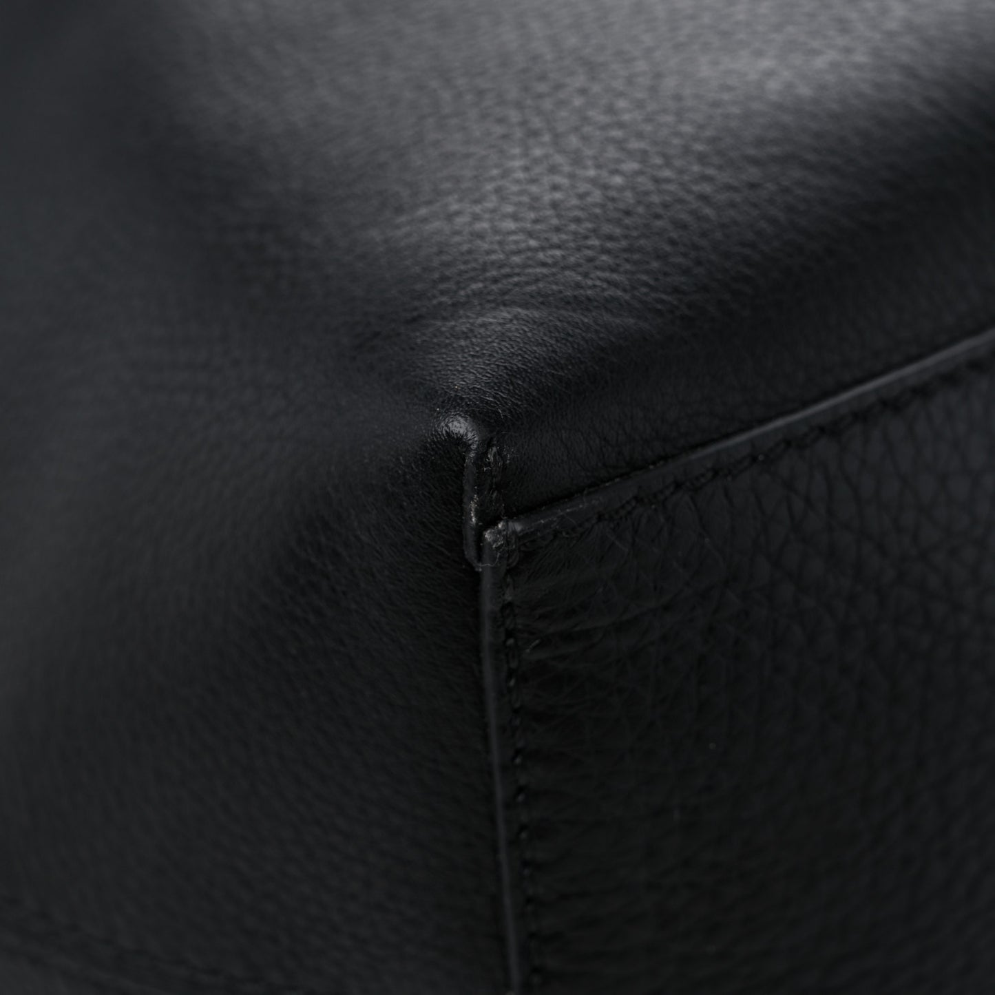 Grained Calfskin Rockstud Shoulder Tote Black