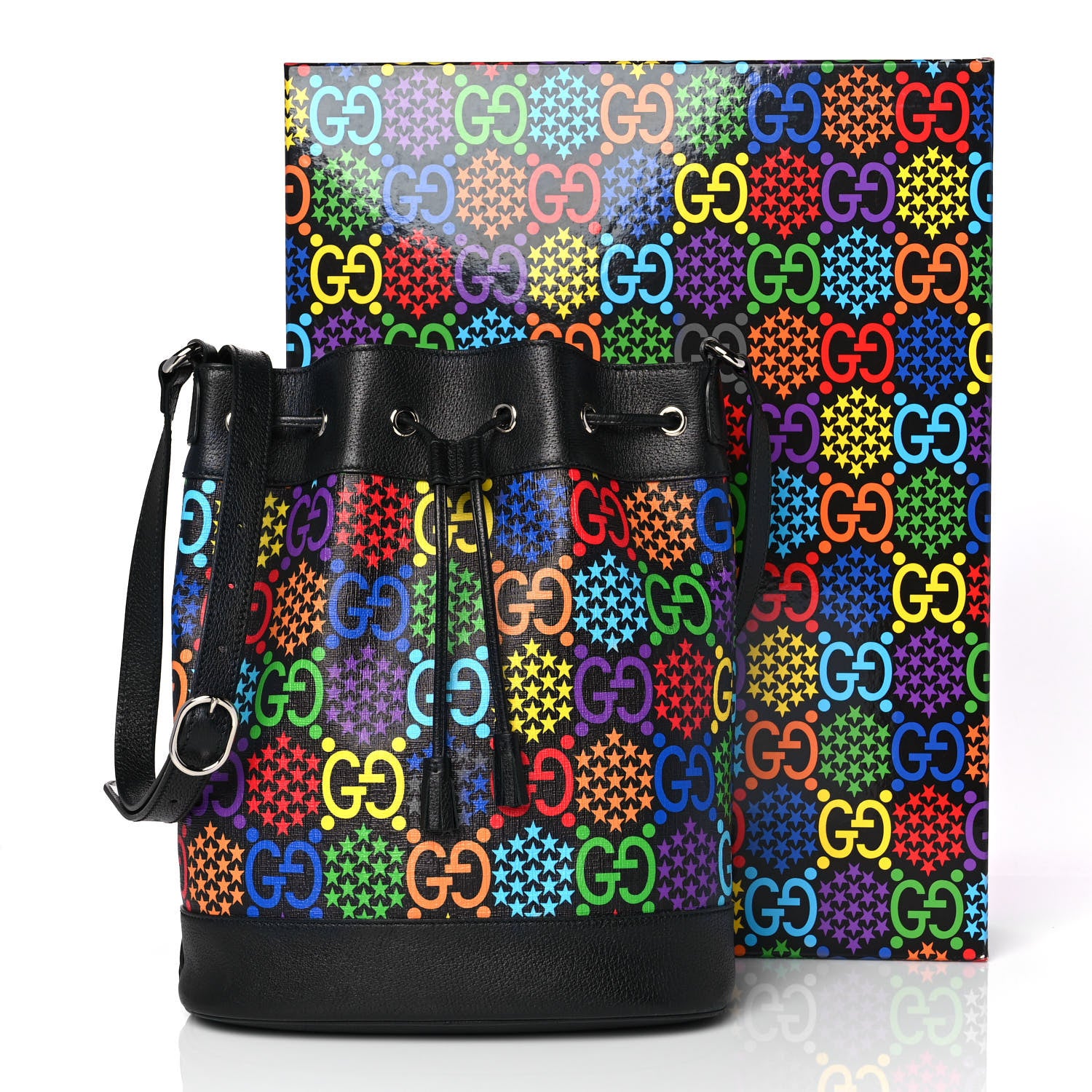 Gucci GG Supreme Monogram Psychedelic Bucket Bag Black 9 of 9