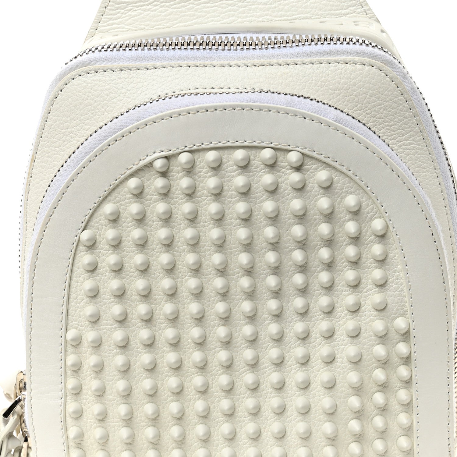 Christian Louboutin Calfskin Mens Loubifunk Spiked Bag White 9 of 12