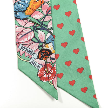 Hermes Silk Jungle Love Love Twilly Emeraude Rose Brun 2 of 3