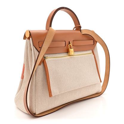 Hermes H Plume Canvas Vache Hunter Circuit 24 Herbag Zip Retourne 31 Orange Mecano Ecru Beige Naturel 4 of 13