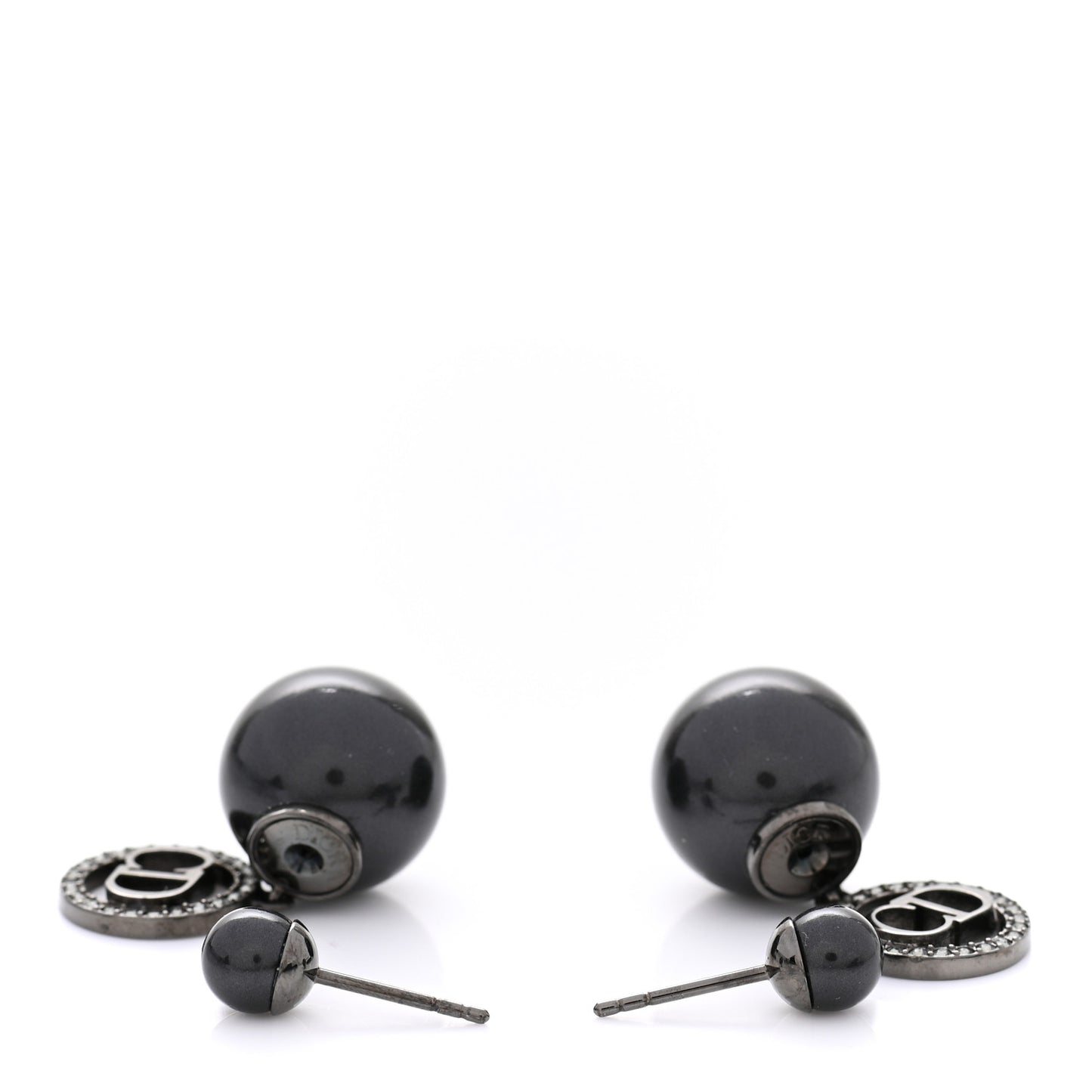 Crystal Pearl Logo Tribal Earrings Black
