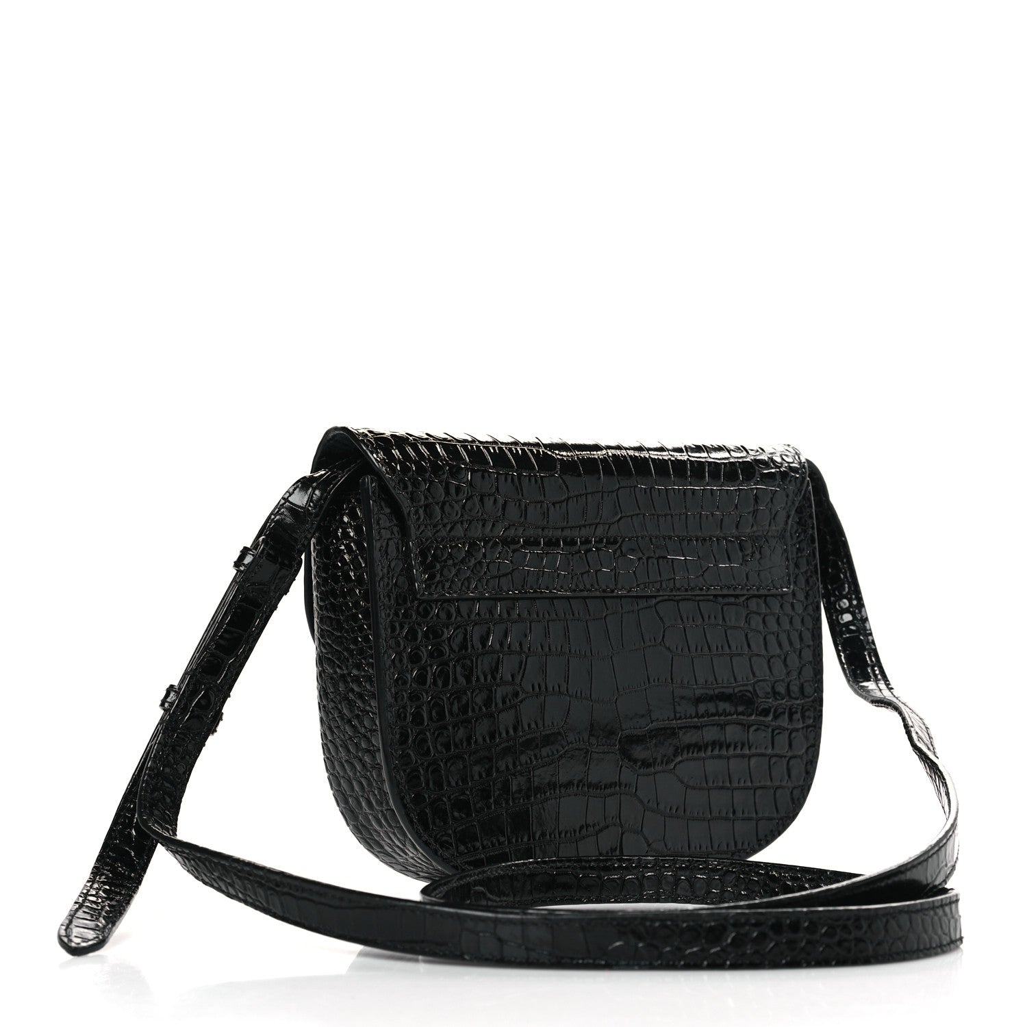 Saint Laurent Crocodile Embossed Calfskin Small Kaia Satchel Black 3 of 8
