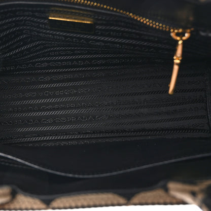 Prada Jacquard Saffiano Triangolo Symbole Embroidered Small Tote Black Corda 5 of 9