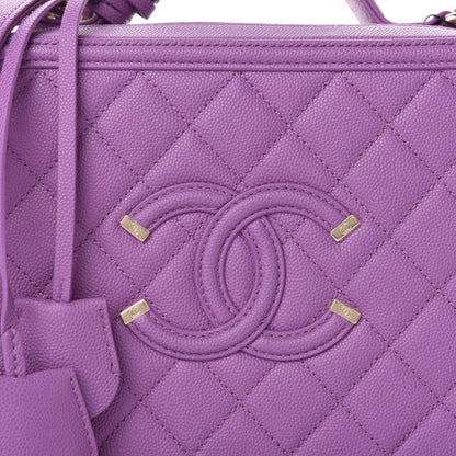 Chanel Caviar Quilted Medium CC Filigree Vanity Case Purple 10 of 10