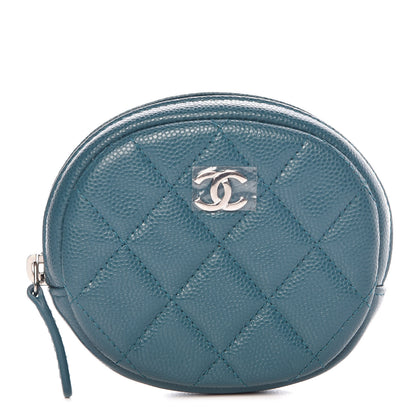 Chanel Caviar Quilted Zip Around Classic Coin Purse Dark Turquoise 1 of 8