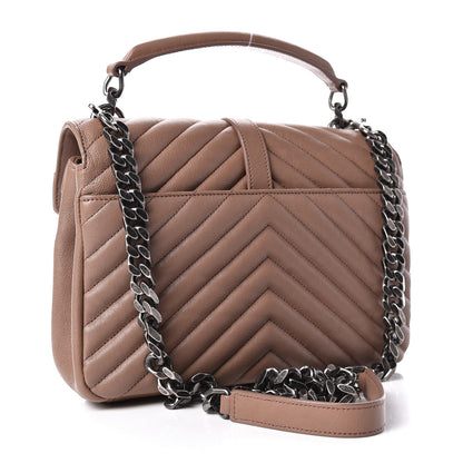 Saint Laurent Sheepskin Matelasse Chevron Monogram Medium College Bag Fard 3 of 15