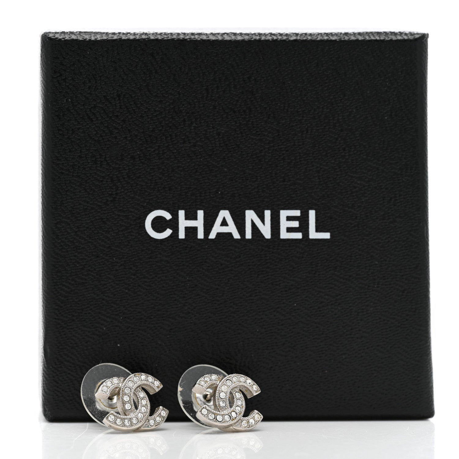 Chanel Crystal CC Earrings Silver 2 of 5