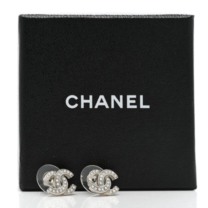 Chanel Crystal CC Earrings Silver 2 of 5