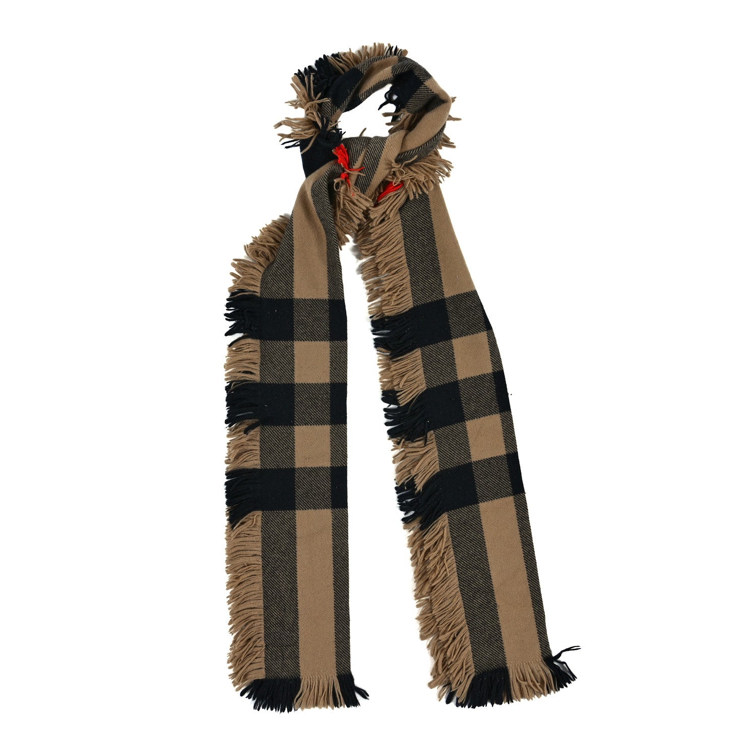 Burberry Wool Check Happy Fringe Scarf Beige 1 of 3