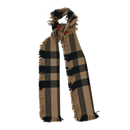 Burberry Wool Check Happy Fringe Scarf Beige 1 of 3