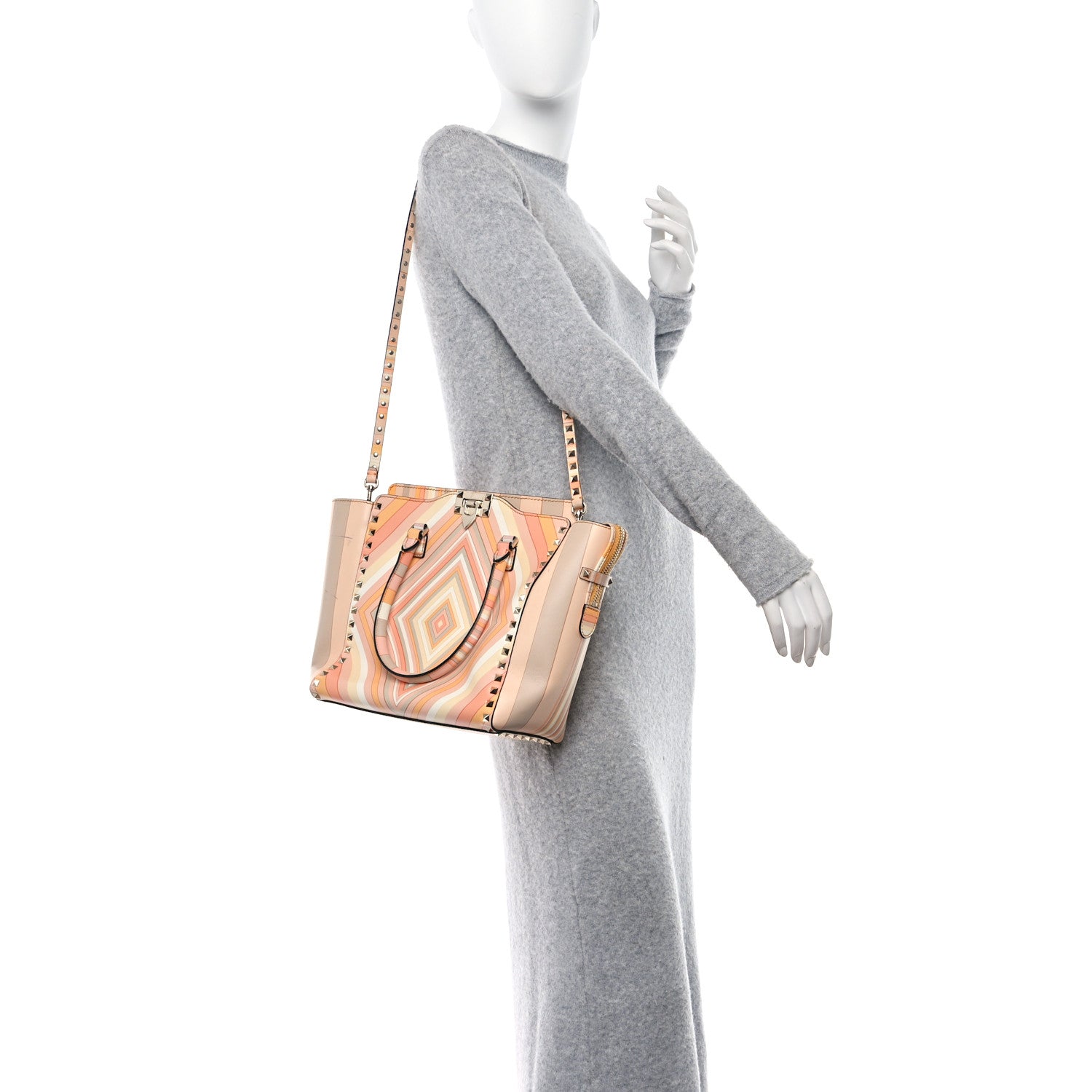 Valentino Garavani Vitello Native Couture 1975 Rockstud Double Handle Tote Mandarin Sorbet 2 of 10