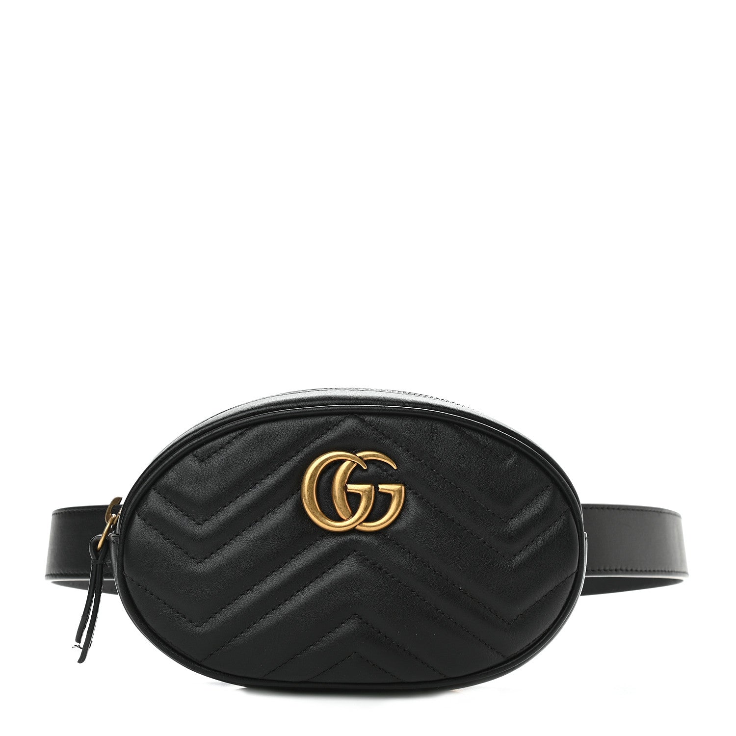 Gucci Calfskin Matelasse GG Marmont Belt Bag 85 34 Black 1 of 10