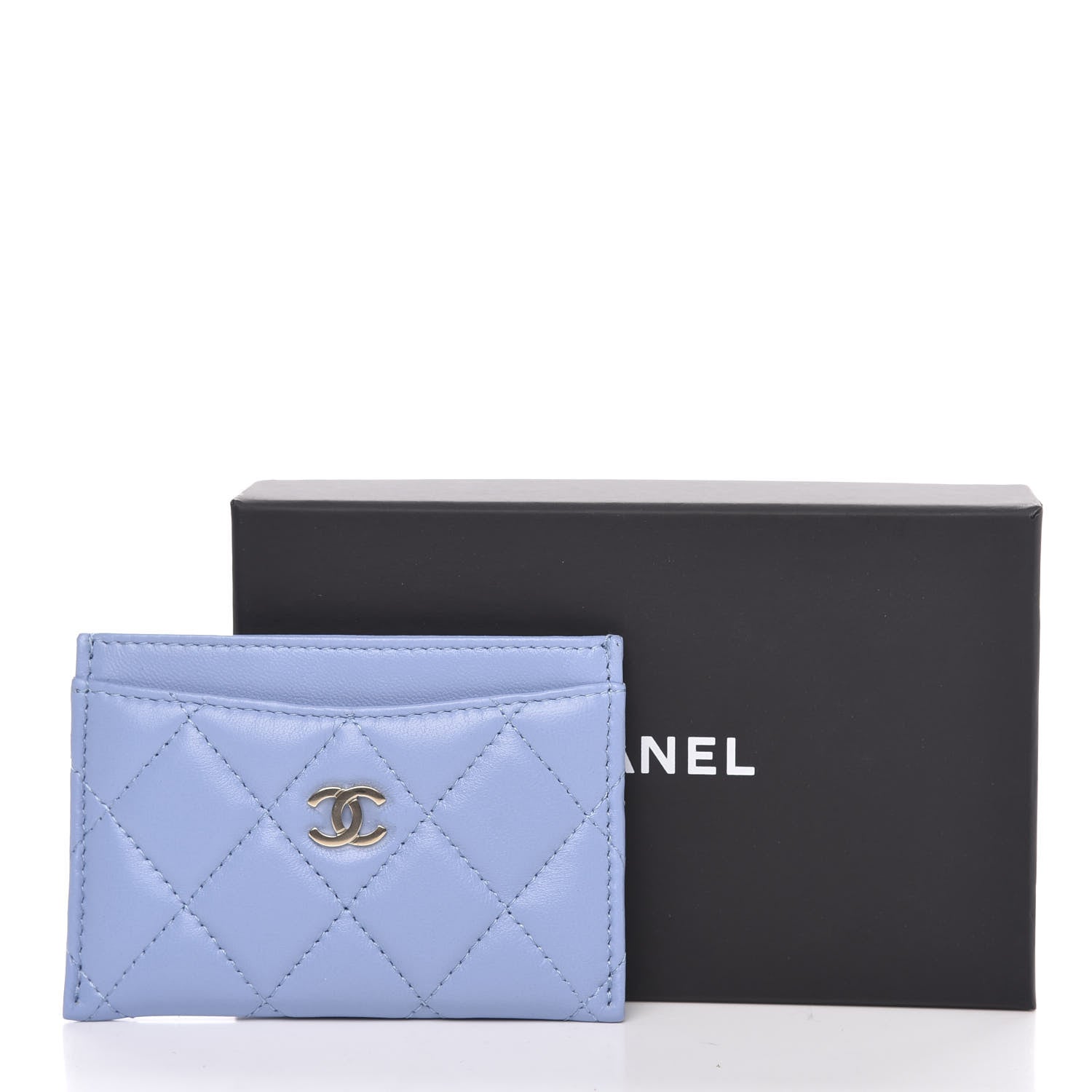 Chanel Lambskin Quilted Card Holder Light Blue 9 of 9
