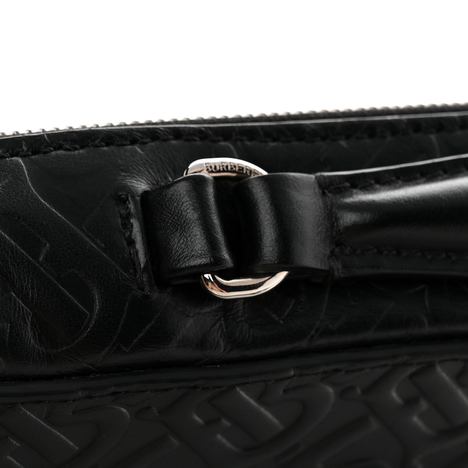 Burberry Calfskin Embossed TB Triple Stud Briefcase Black 1891140