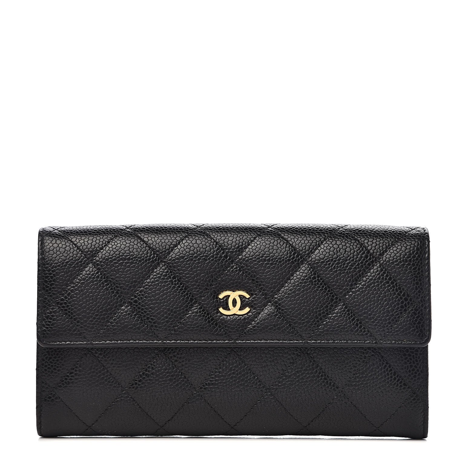 Chanel Caviar Quilted Large Gusset Flap Wallet Black 1 of 9
