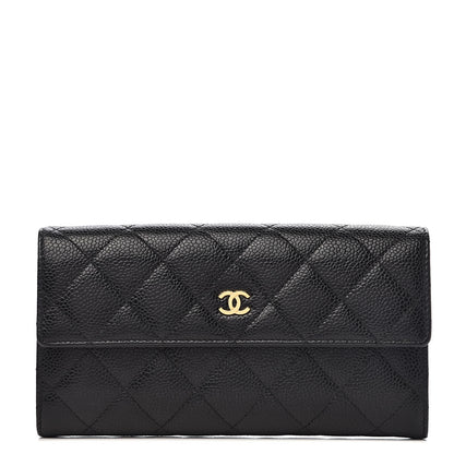 Chanel Caviar Quilted Large Gusset Flap Wallet Black 1 of 9