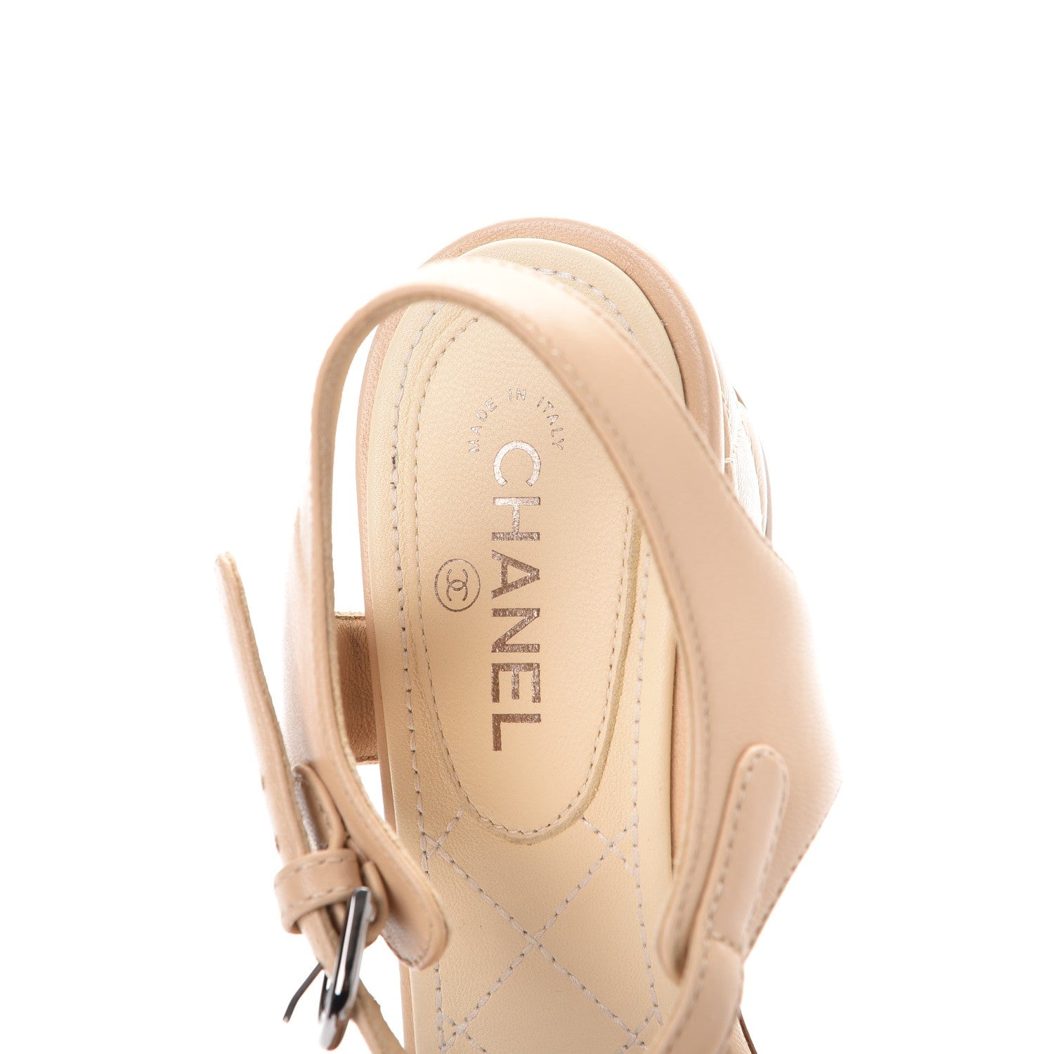 Chanel Lambskin CC Pearl Chain Sandals 35 Beige 7 of 11