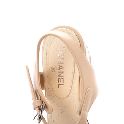 Chanel Lambskin CC Pearl Chain Sandals 35 Beige 7 of 11