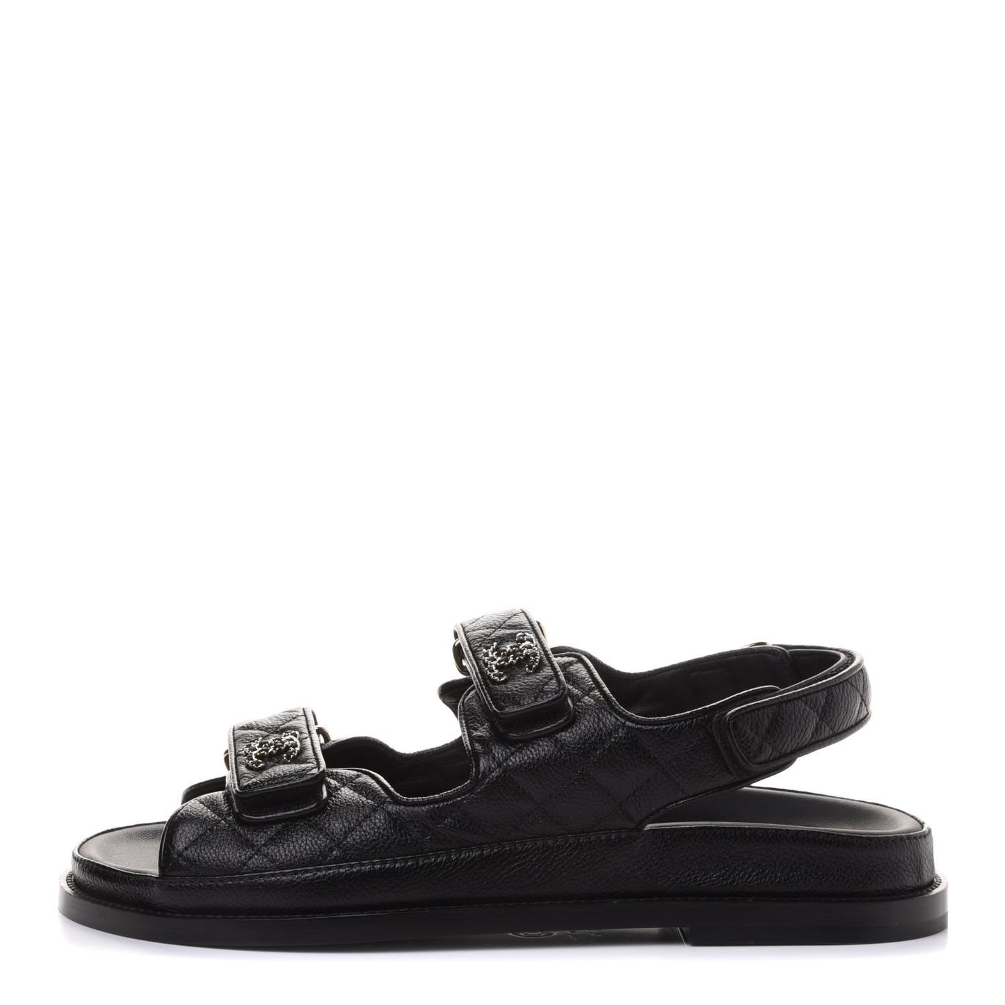 Grained Calfskin Velcro Dad Sandals 39.5 Black